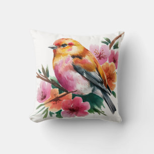 Blütenvogel Rosa Kissen
