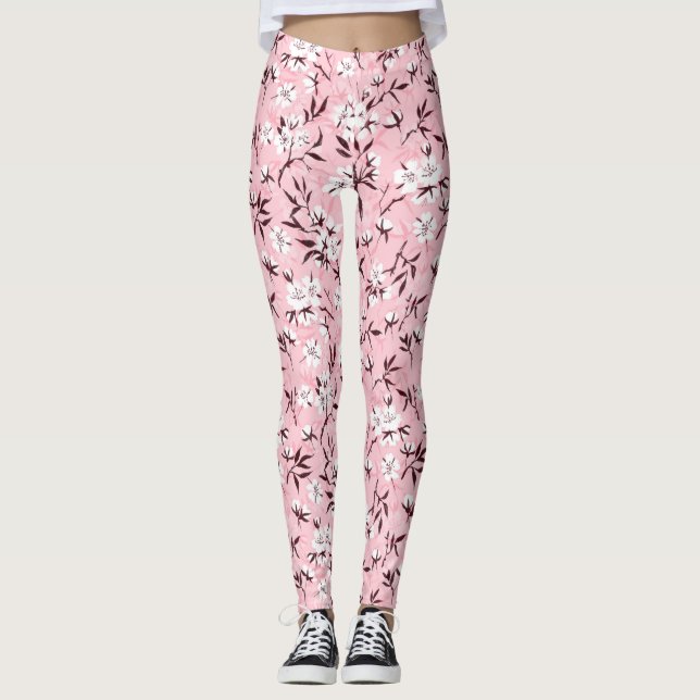 Blütenweißkirsche Leggings (Vorderseite)