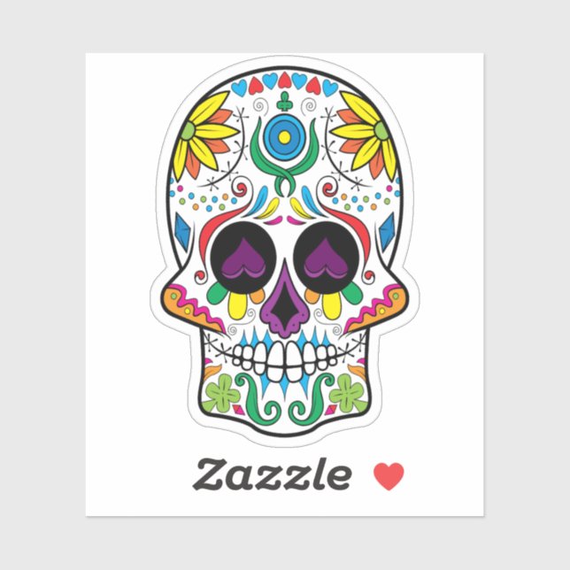 Blütenzucker-Schädel Nr. 4 Aufkleber (Blatt)