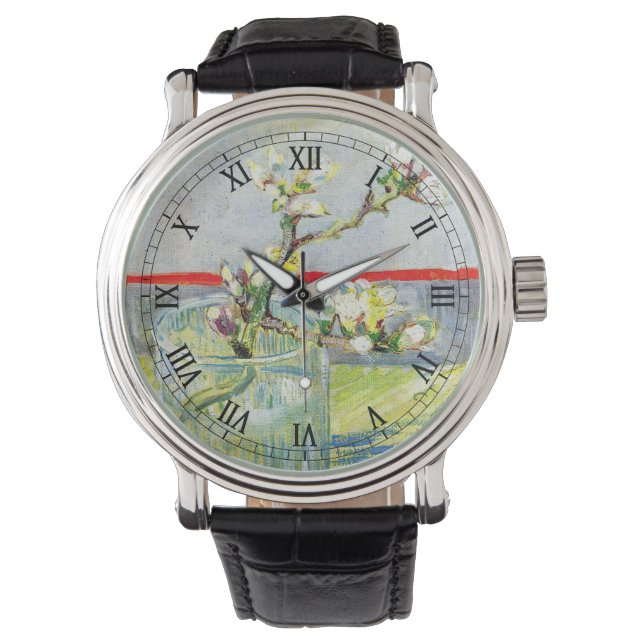 Blütenzweig Almond von Vincent van Gogh Armbanduhr (Vorderseite)