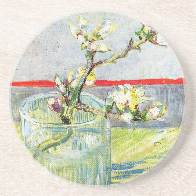 Blütenzweig Almond von Vincent van Gogh Getränkeuntersetzer (Vorne)