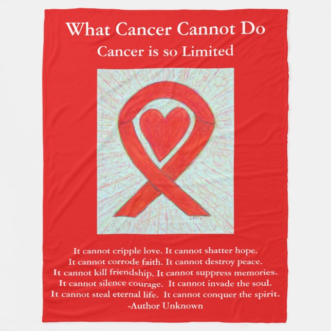 Blutes Krebs Rotes Bewusstsein Ribbon Chemo Blanke Fleecedecke (Vorderseite)