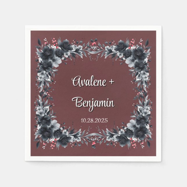 Blutes Rotes Gotisches Schwarzes Blumenzehen Serviette (Vorderseite)