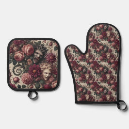 Blutgeschichte - Gotische Viktorianische Ofenhandschuh & Topflappen-Set