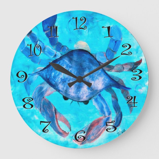 Blutgeschwür-Wanduhr der blauen Krabbe Große Wanduhr (Vorderseite)