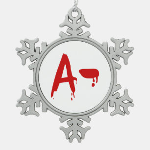 Blutgruppe A - Negativ #Horror Hospital Schneeflocken Zinn-Ornament