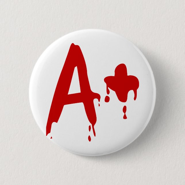 Blutgruppe A+ Positives #Horror Krankenhaus Button (Vorderseite)