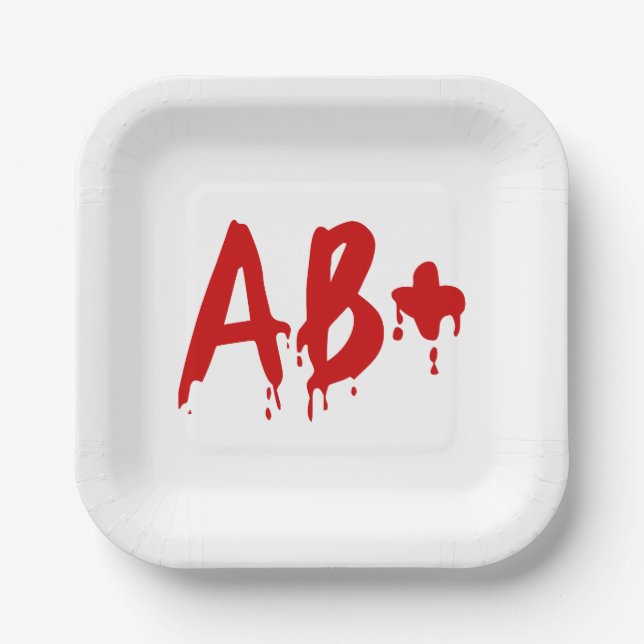 Blutgruppe AB+ Positives #Horror Hospital Pappteller (Vorderseite)
