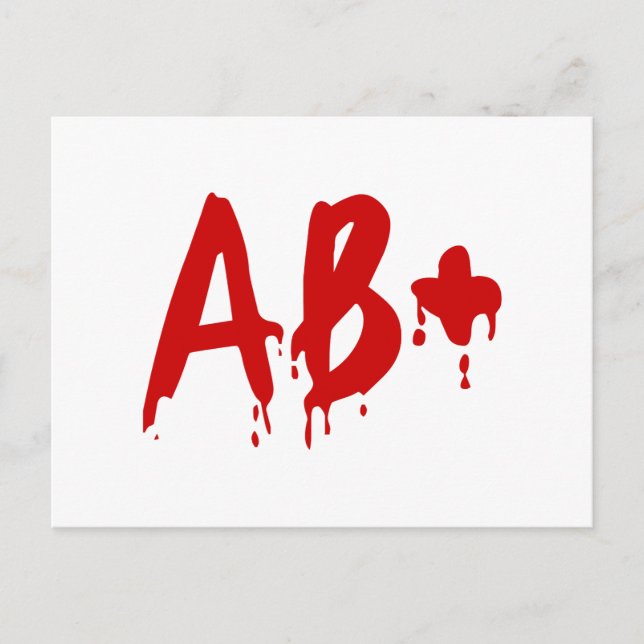 Blutgruppe AB+ Positives #Horror Hospital Postkarte (Vorderseite)