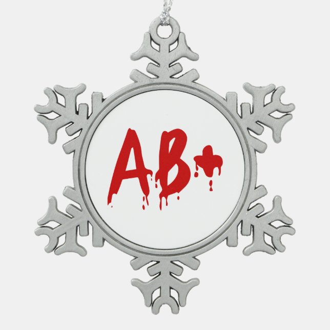 Blutgruppe AB+ Positives #Horror Hospital Schneeflocken Zinn-Ornament (Vorderseite)