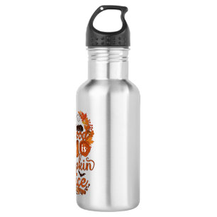Blutgruppe ist Kürbisgewürz Halloween Schwarze Kat Edelstahlflasche