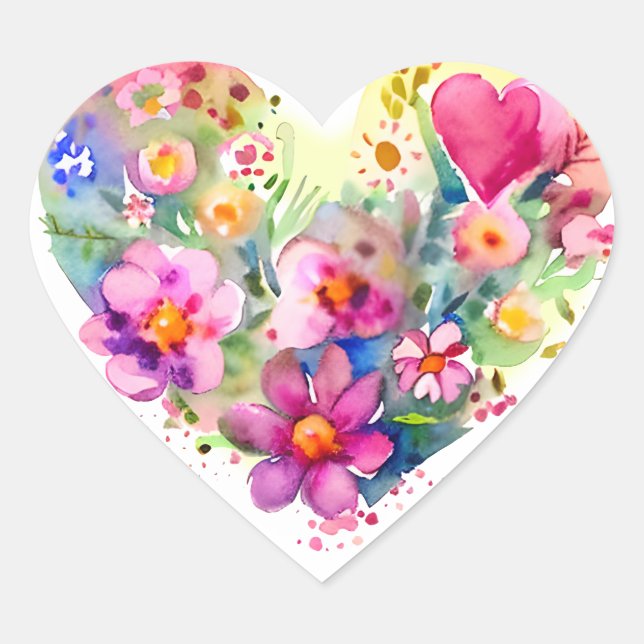 Blutherz Wreath | Pastellfarben Herz-Aufkleber (Vorderseite)