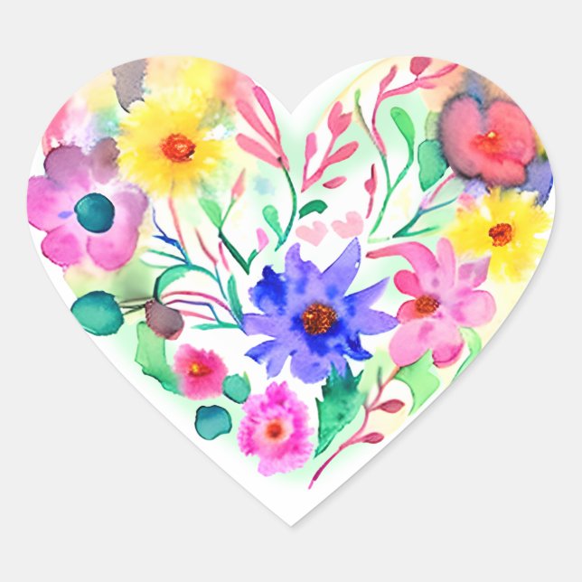 Blutherz Wreath | Pastor Wasserfarbe Gelb Herz-Aufkleber (Vorderseite)