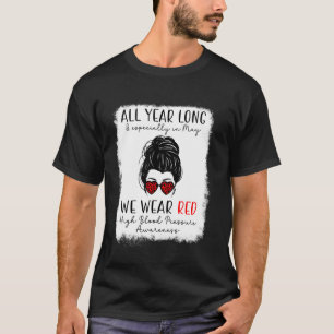 Bluthochdruck-Bewusstsein-Unordentlicher-Bun-Kardi T-Shirt