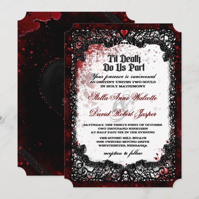 Bluthochdruck Halloween Hochzeitseinladung Einladung (Vorne/Hinten)