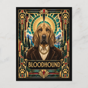 Bluthund, Art Deco Hund Postkarte