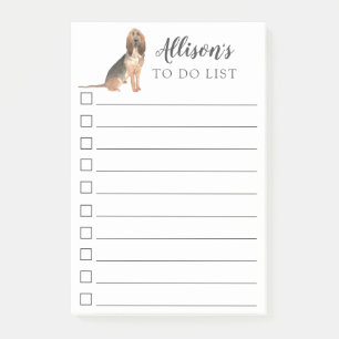 Bluthund-Hund personalisiert Liste tun Post-it Klebezettel