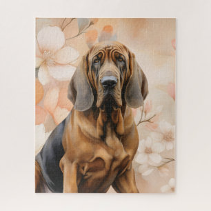 Bluthund-Hundefreund und Pfirsichblüten