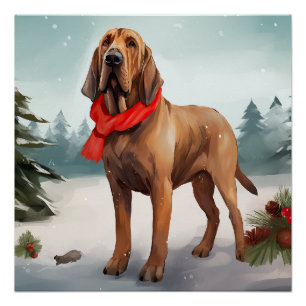Bluthund im Schnee Weihnachten Poster