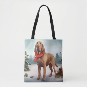 Bluthund im Schnee Weihnachten Tasche