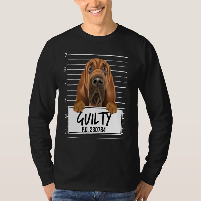 Bluthund-Mugshot-Schuldiger Hund T-Shirt (Vorderseite)