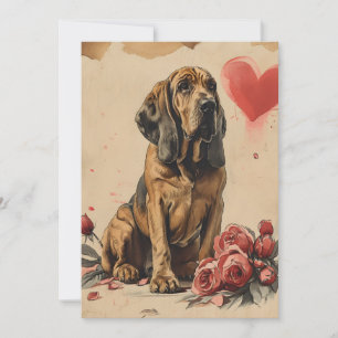 Bluthund vintage Valentinstag Feiertagskarte
