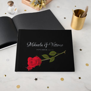 Blutige Rose Elegante schwarze gothische Hochzeit Gästebuch