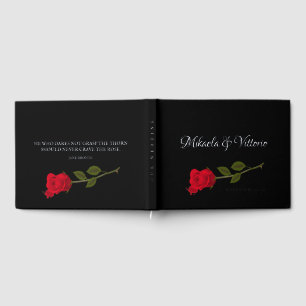 Blutige Rose Elegante schwarze gothische Hochzeit Gästebuch