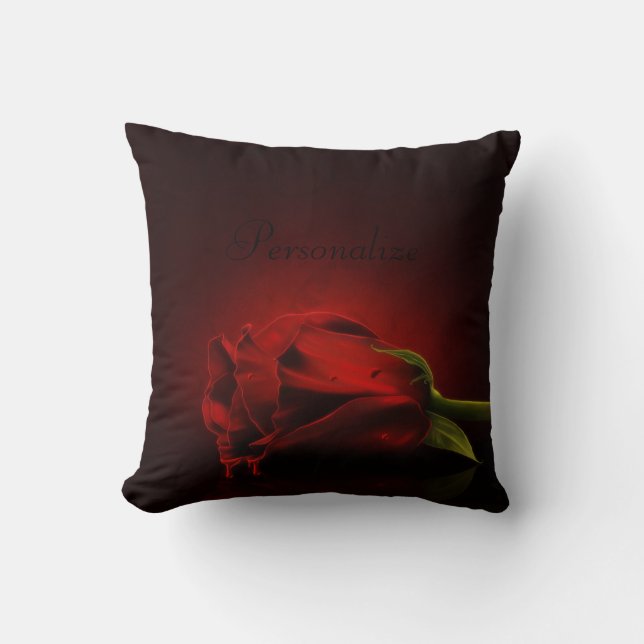 Blutige Rote Rosepersonalisiertes Throw-Kissen Kissen (Vorderseite)