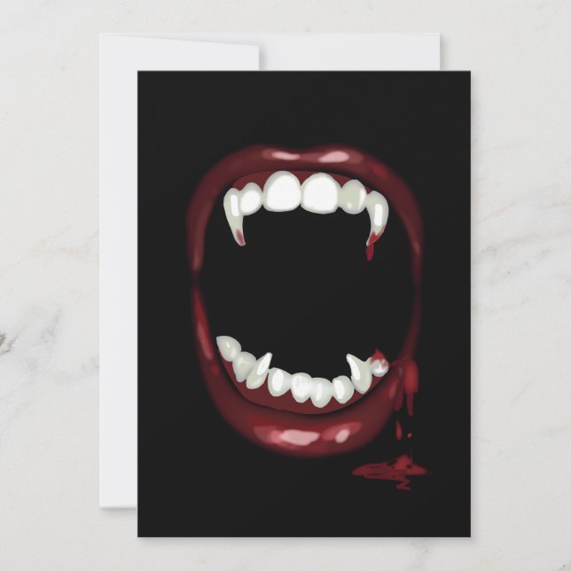 blutige Vampire Fangs halloween Einladung (Vorderseite)