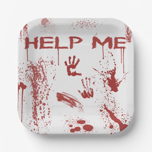 Blutiger Handabdruck Blutverschmierte Halloween Pappteller (Vorderseite)