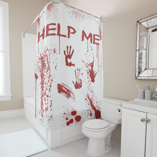 Blutiges Handdruck-Blut Splattered Halloween Duschvorhang (Beispiel)