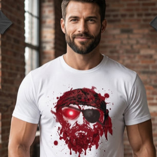 Blutiges Piratenschädel-T-Shirt – Halloween-Horror T-Shirt