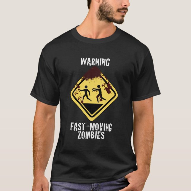 Blutiges sich schnell bewegendes Zombie-Shirt T-Shirt (Vorderseite)