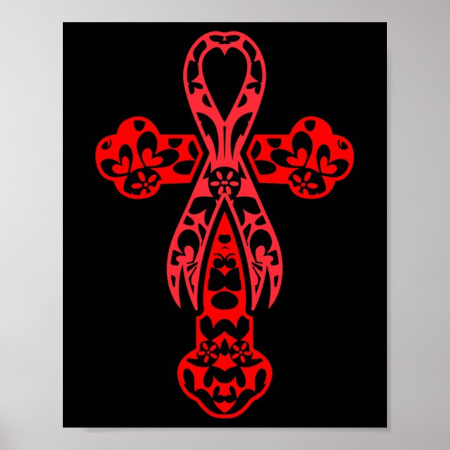 Blutkrebs-Bewusstsein Kreuz Gott roter Ribbon-Glau Poster (Vorne)