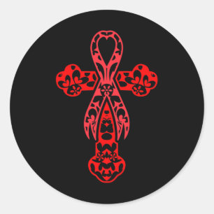 Blutkrebs-Bewusstsein Kreuz Gott roter Ribbon-Glau Runder Aufkleber