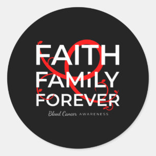 Blutkrebs-Bewusstsein Red Ribbon Faith Familie für Runder Aufkleber