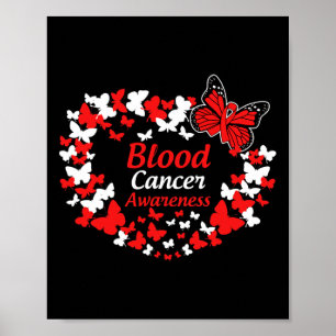 Blutkrebs-Bewusstsein Schmetterling Bekleidung Rot Poster