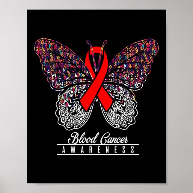 Blutkrebs-Bewusstsein Schmetterling Liebhaber Gesc Poster (Vorne)