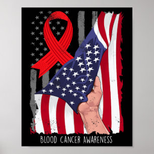 Blutkrebs-Bewusstsein Vintage-Amerikanische Flagge Poster
