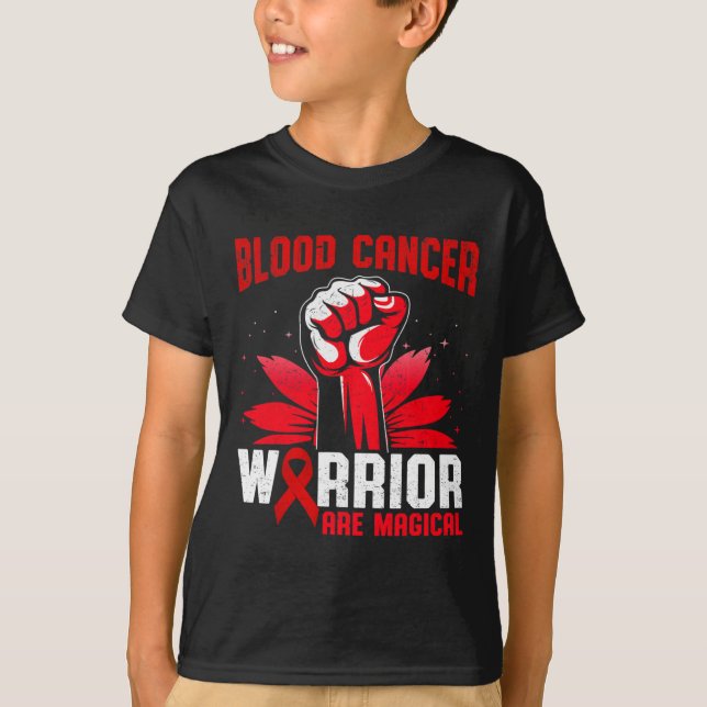 Blutkrebskrieger sind magische Einhorn-rote Ribb T-Shirt (Vorderseite)