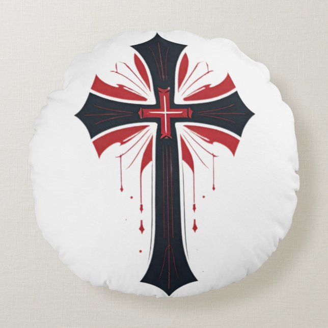 Blutkreuz Rundes Kissen (Vorderseite)