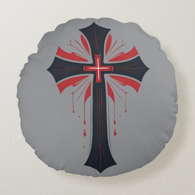 Blutkreuz Rundes Kissen (Vorderseite)