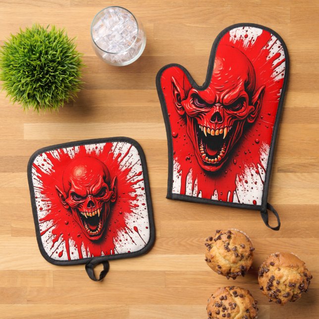 Blutlust: Der Vengeful Vampire Ofenhandschuh & Topflappen-Set (Oben Unten)