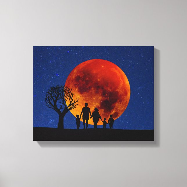 Blutmond-Mondseelenfamilie Leinwanddruck (Vorderseite)