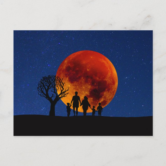 Blutmond-Mondseelenfamilie Postkarte (Vorderseite)