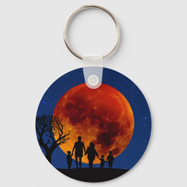 Blutmond-Mondseelenfamilie Schlüsselanhänger (Vorderseite)