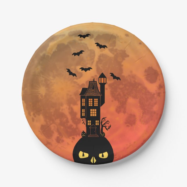 Blutmond Spukhaus Teller (Vorderseite)