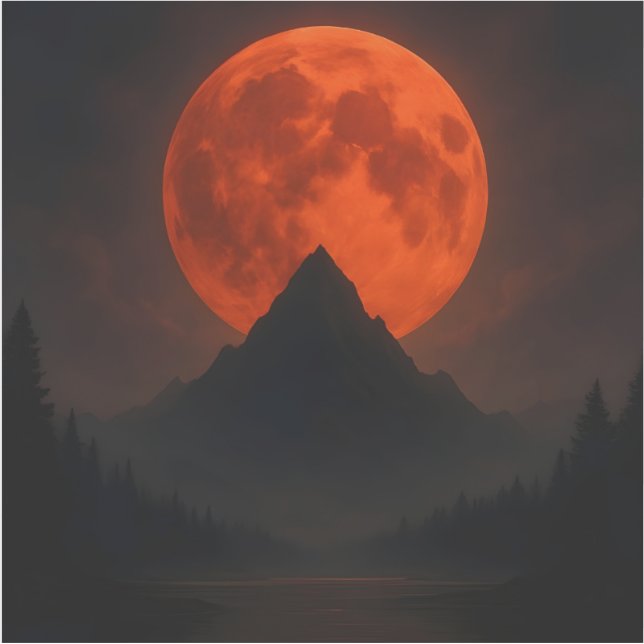 Blutmond über Bergaufkleber Aufkleber (Vorderseite)