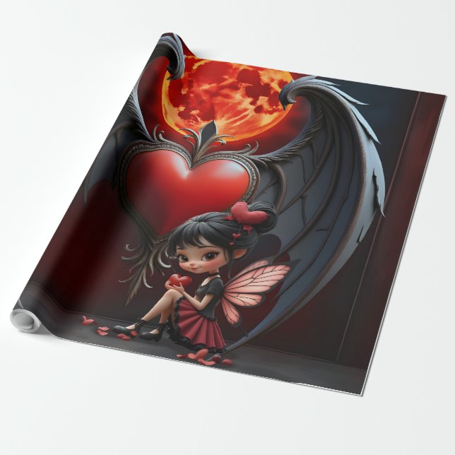 Blutmond Valentinsfee Geschenkpapier (Ungerollt)